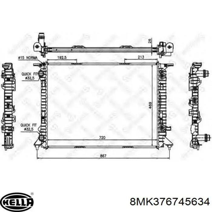 8MK376745634 HELLA radiador