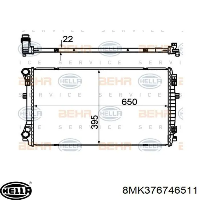 Radiador de refrigeración del motor derecho 60873 Nissens
