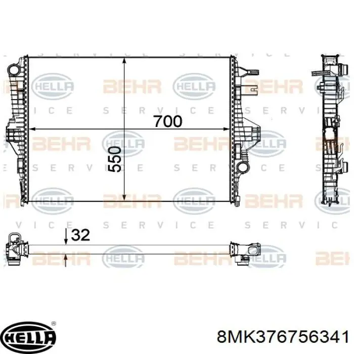 8MK376756341 HELLA radiador refrigeración del motor