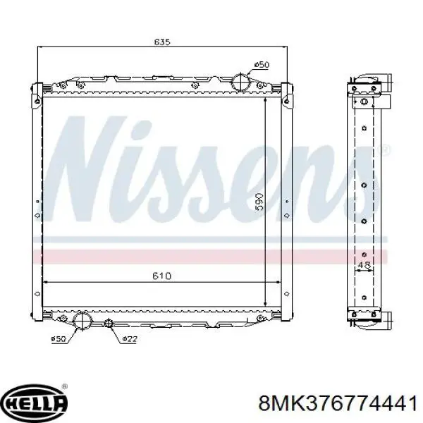 8MK376774441 HELLA radiador refrigeración del motor