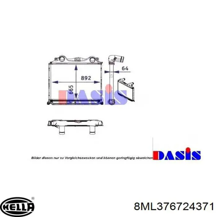 8ML376724371 HELLA radiador de aire de admisión