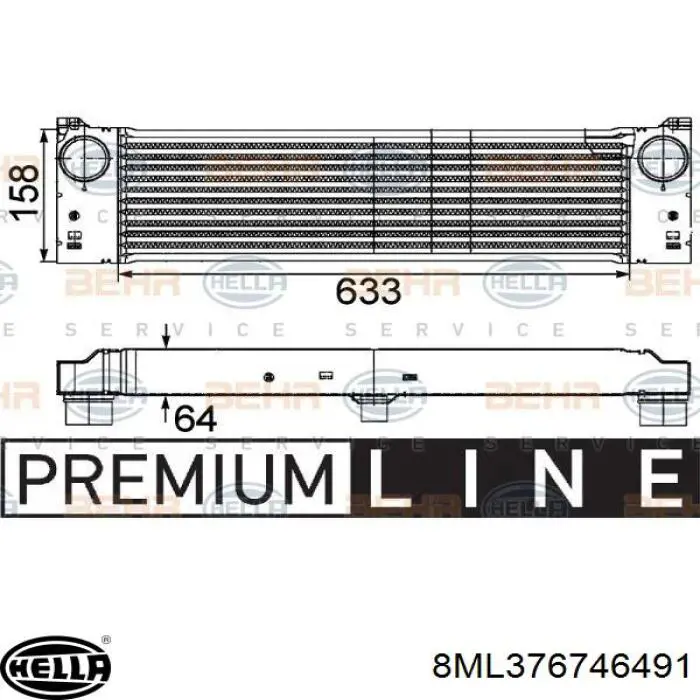 8ML376746491 HELLA radiador de aire de admisión