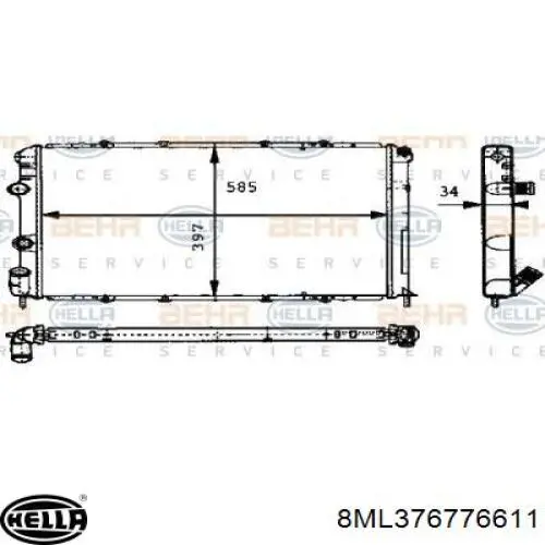 8D0145805B VAG Radiador de intercooler