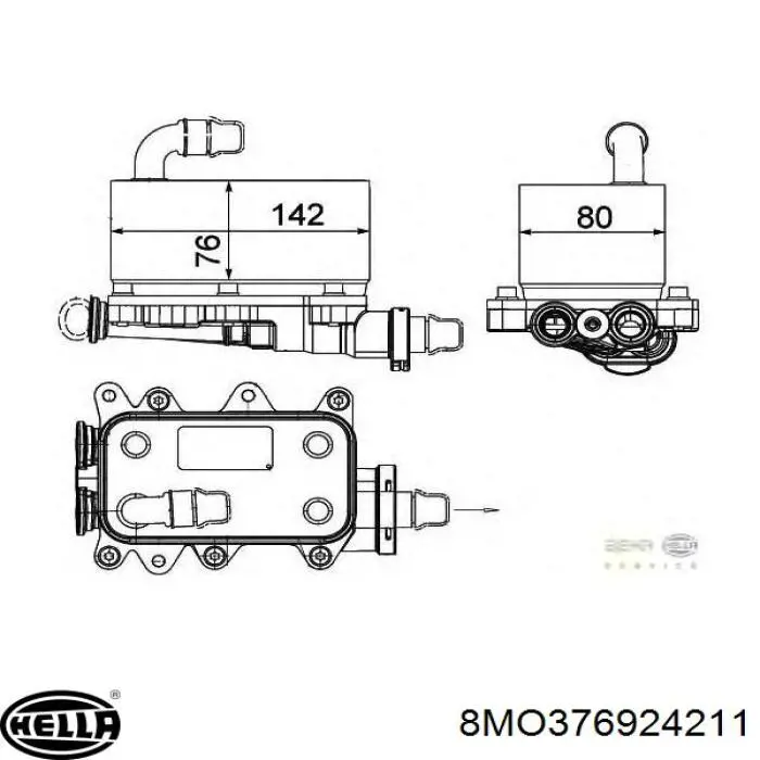 8MO376924211 HELLA radiador enfriador de la transmision/caja de cambios