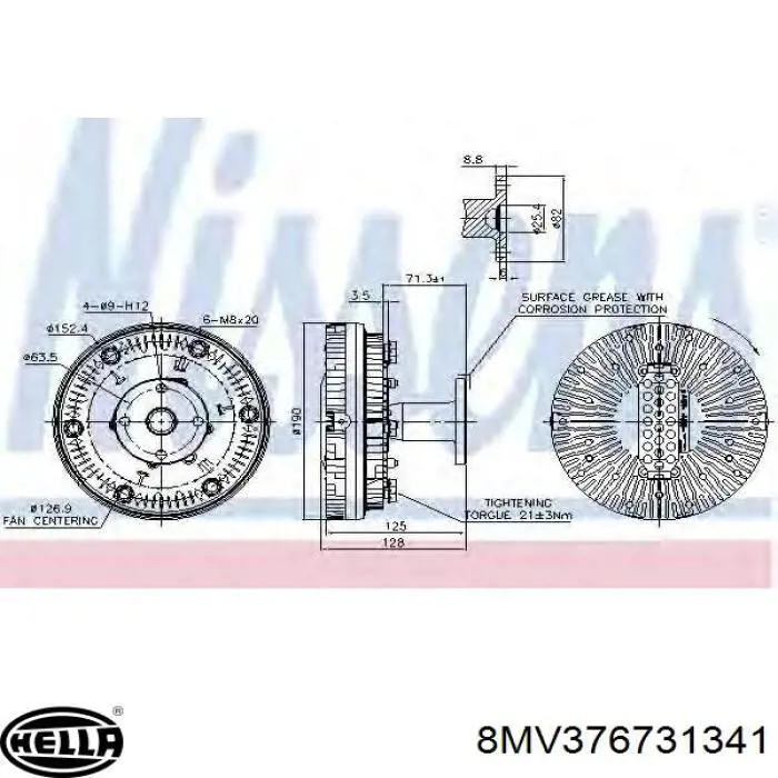 Embrague, ventilador del radiador HELLA 8MV376731341