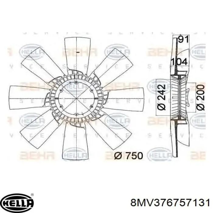 Embrague viscoso de ventilador 7083404 Cojali