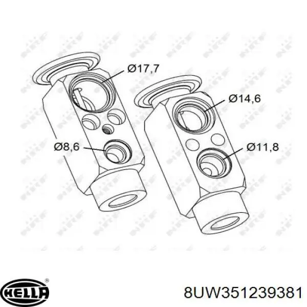 Válvula TRV del aire acondicionado 8UW351239381 HELLA