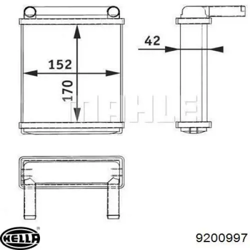 9200997 HELLA radiador de calefacción trasero