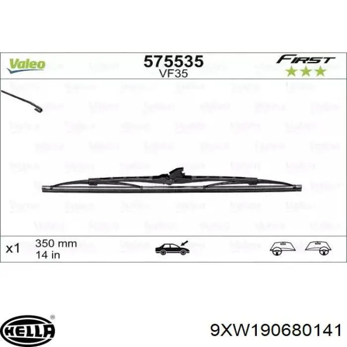 9XW 190 680-141 HELLA limpiaparabrisas de luna trasera