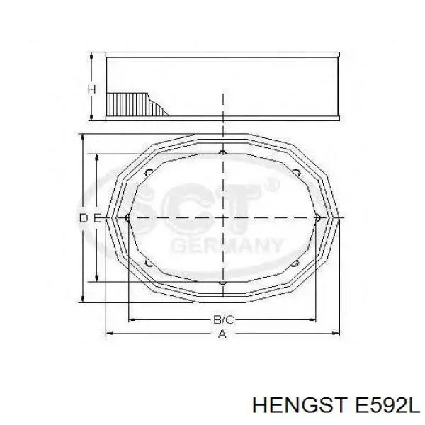 E592L Hengst filtro de aire