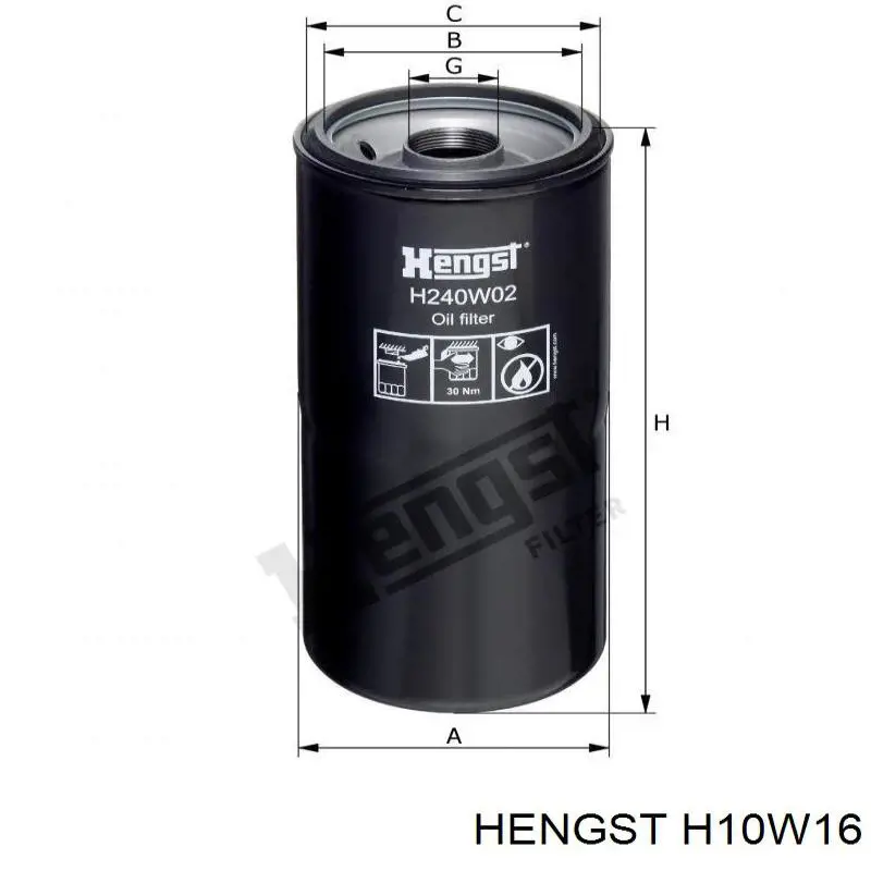 H10W16 Hengst filtro de aceite