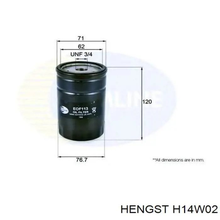 H14W02 Hengst filtro de aceite