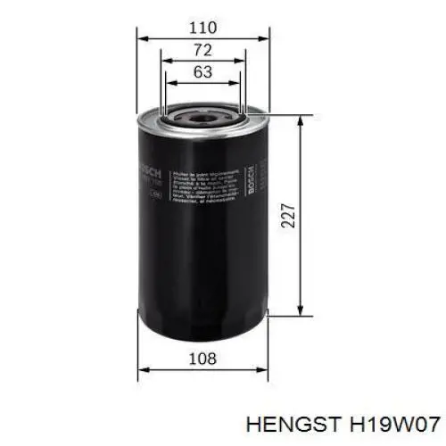 H19W07 Hengst filtro de aceite