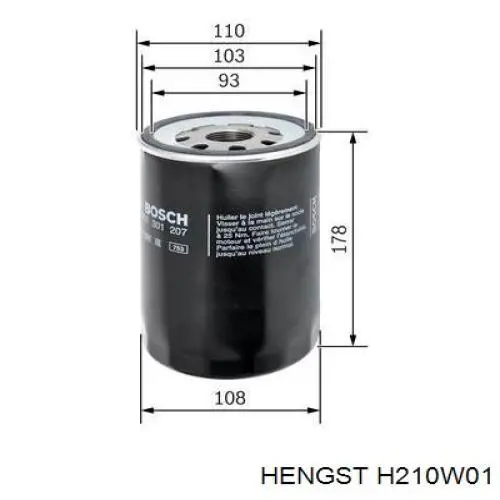H210W01 Hengst filtro de aceite