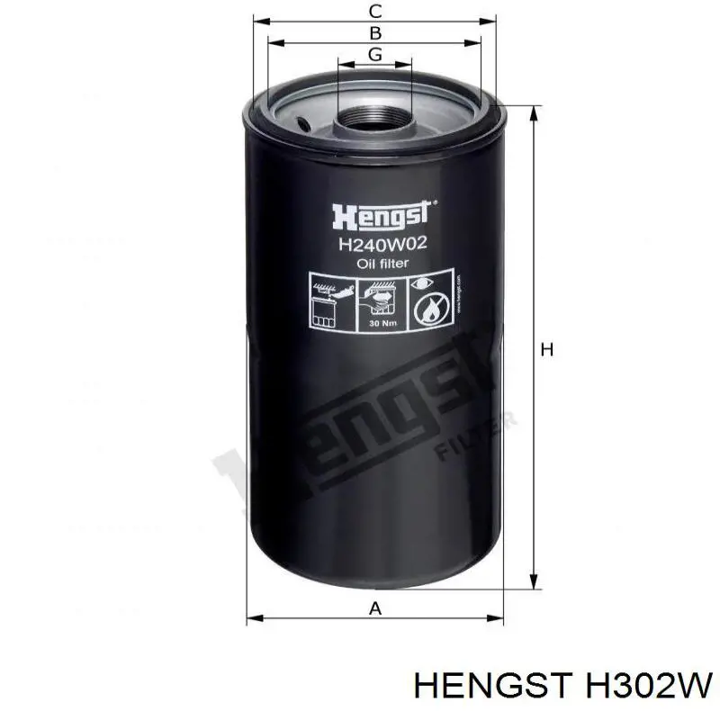 H302W Hengst filtro de aceite