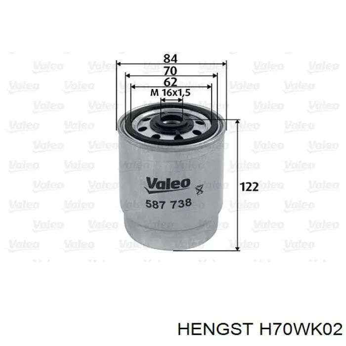 H70WK02 Hengst filtro combustible