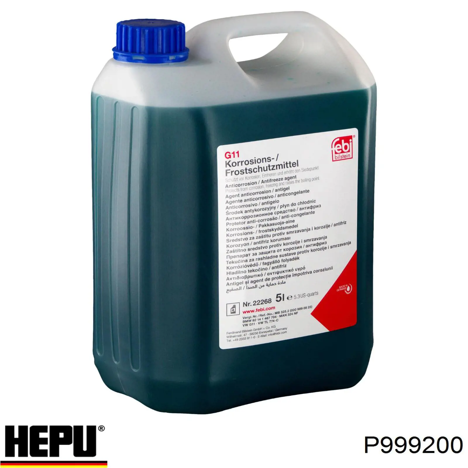 Líquido anticongelante Hepu ANTIFREEZE -38°C 200L Azul (P999200)