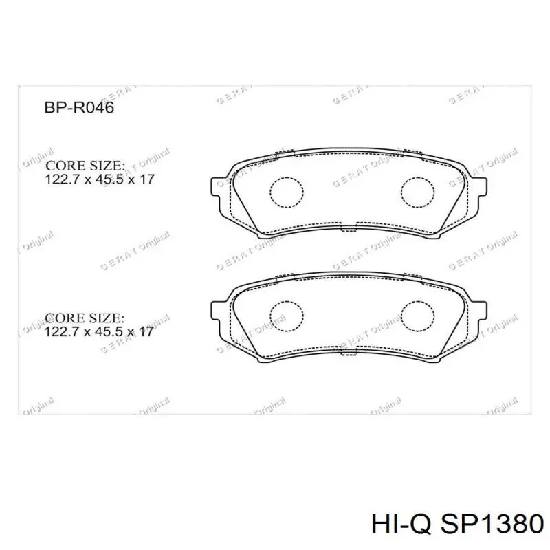 SP1380 Hi-q pastillas de freno traseras