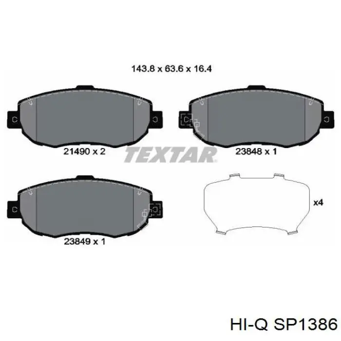 SP1386 Hi-q pastillas de freno delanteras