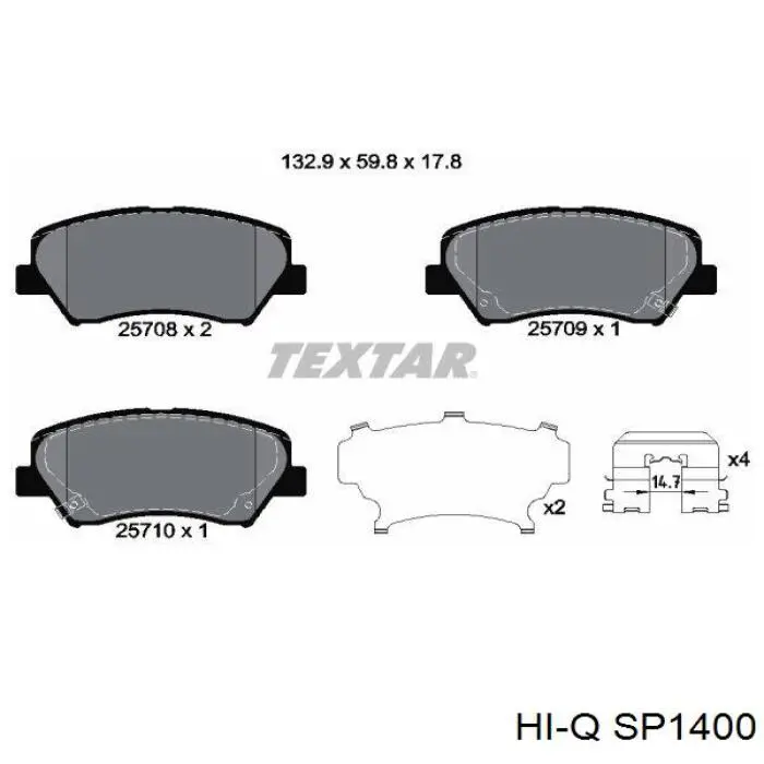 SP1400 Hi-q Pastillas delanteras