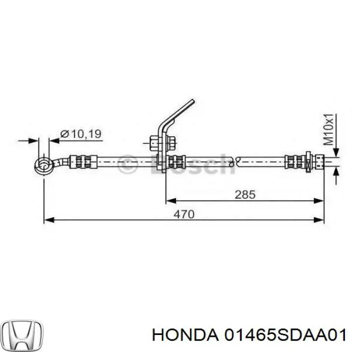 01465SDAA01 Honda tubo flexible de frenos delantero izquierdo