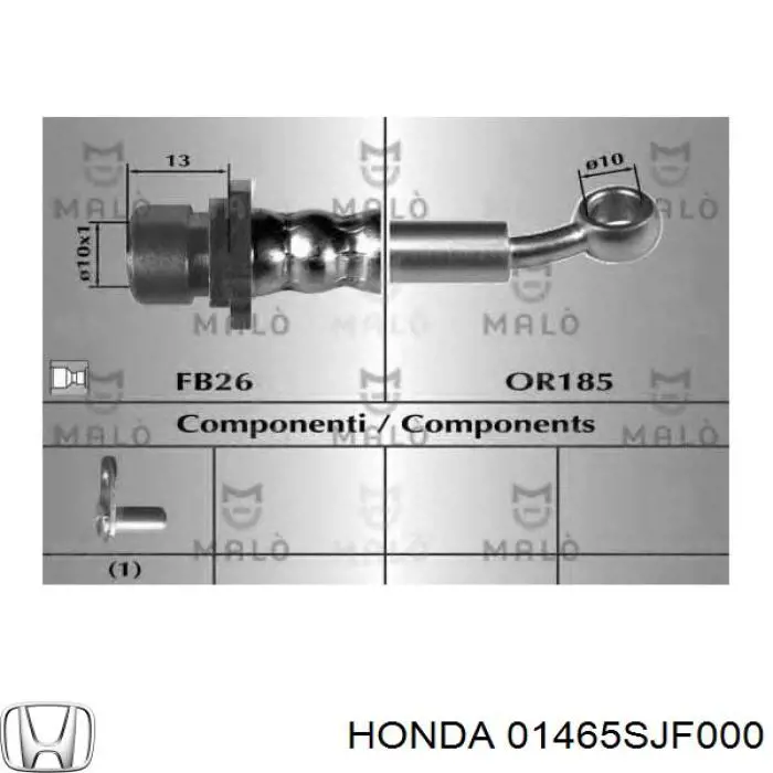 Tubo flexible de frenos delantero izquierdo para Honda FR-V (BE)