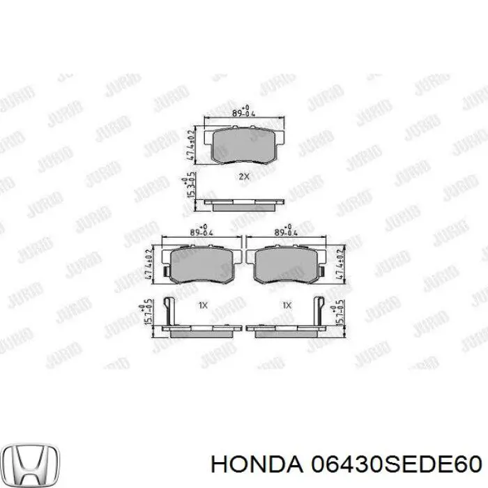 06430SEDE60 Honda pastillas de freno traseras