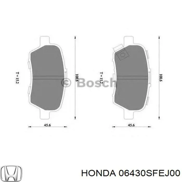 06430SFEJ00 Honda pastillas de freno traseras