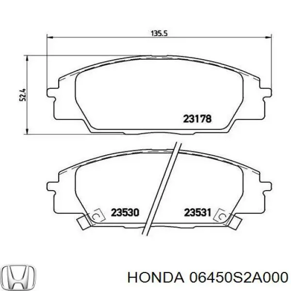 06450-S2A-000 Honda pastillas de freno delanteras