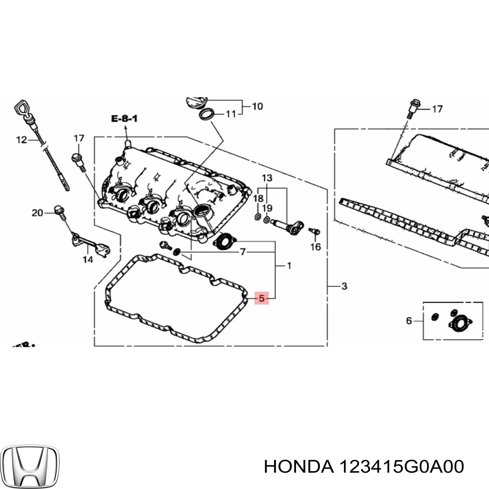 123415G0A00 Honda junta de la tapa de válvulas del motor