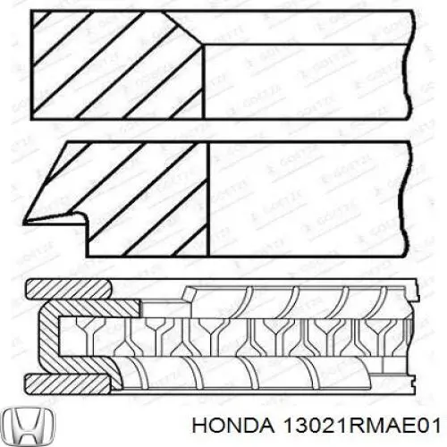 Comprar 13021RBDE01 Honda Juego de aros de pistón para 1 cilindro, reparación (+0,25 mm)