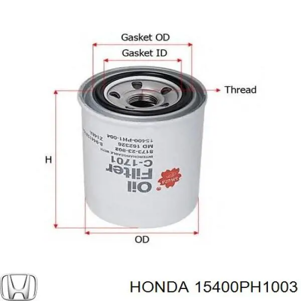 15400PH1003 Honda filtro de aceite