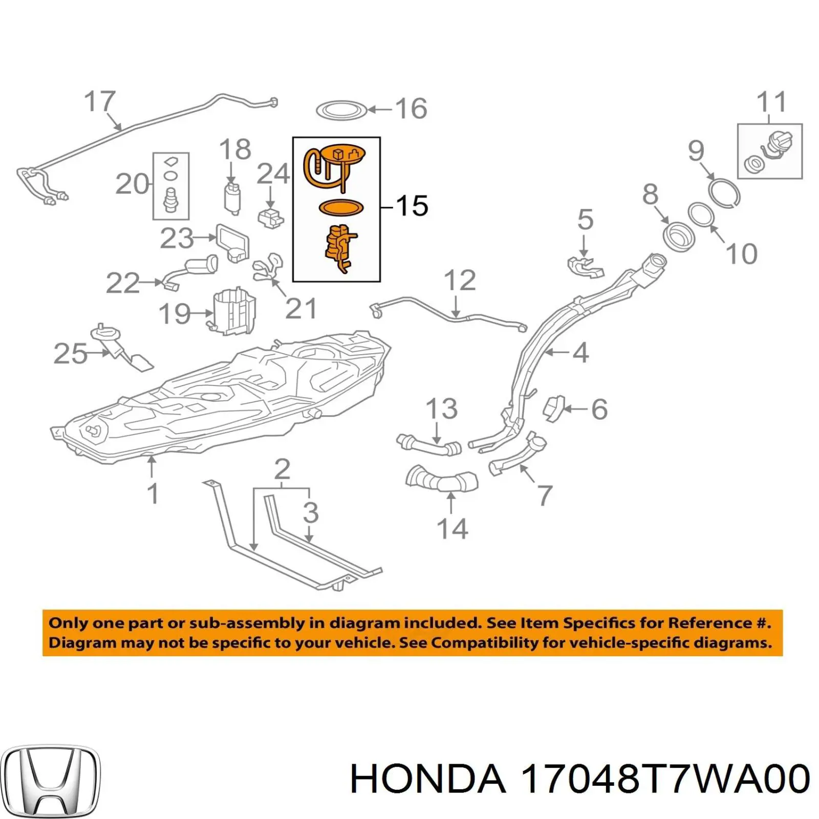 17048T7WA00 Honda filtro combustible