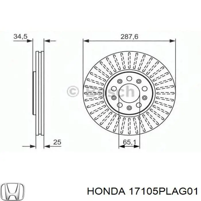 17105PLAG01 Honda Juego de juntas, colector de admisión