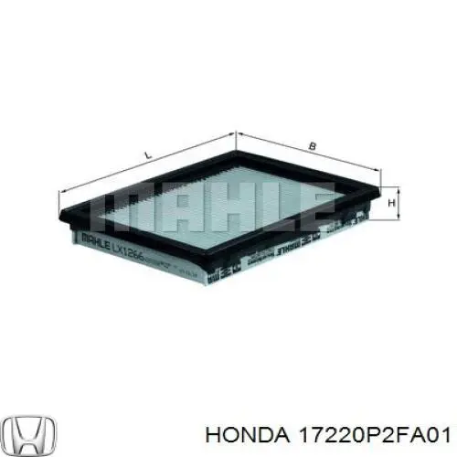Filtro de aire 17220P2FA01 Honda