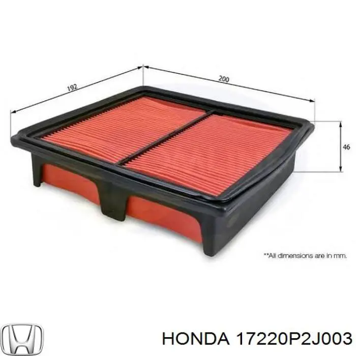 17220 P2J 003 Honda filtro de aire