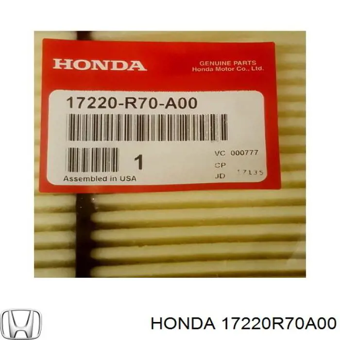 Filtro de aire 17220R70A00 Honda