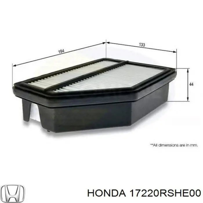 17220RSHE00 Honda filtro de aire