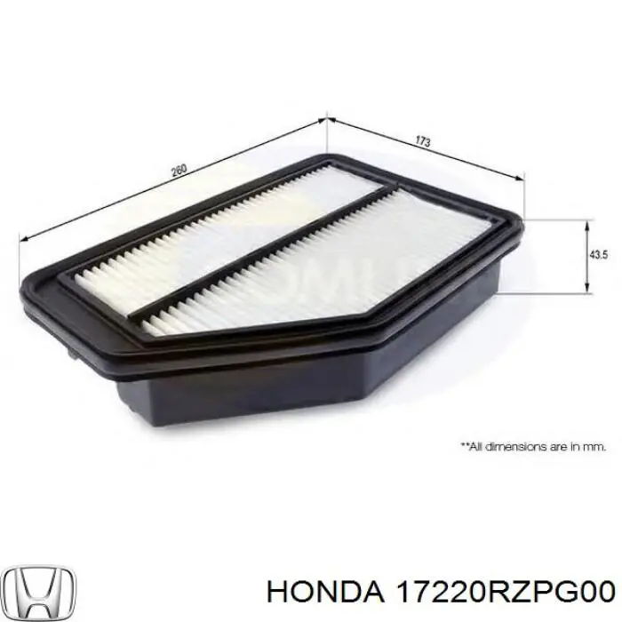 El filtro de aire Honda 17220RZPG00 precio, desde 13,06 EUR