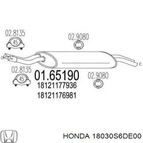 Silencioso trasero Honda 18030S5SE00