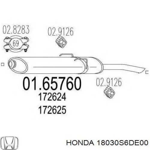 Silenciador trasero 18030S5SE00 Honda