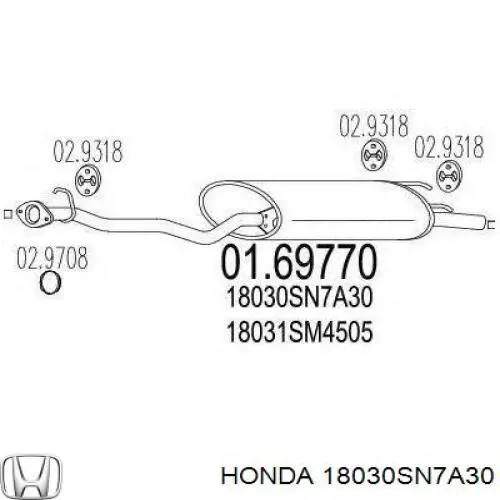 Comprar 18030SN7A30 Honda Silenciador trasero