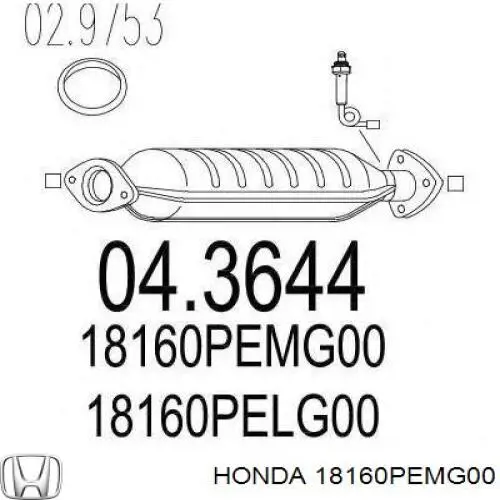 18160PEMG00 Honda catalizador