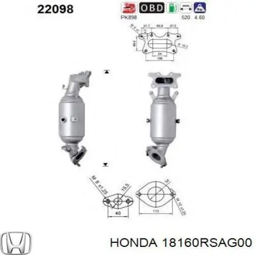 Catalizador Honda 18160RSAG00 precio, desde 355,28 EUR
