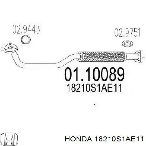 Tubo de admisión del silenciador de escape delantero Honda 18210S1AE11 precio, desde 63,60 EUR