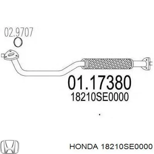 18210SE0000 Honda tubo de admisión del silenciador de escape delantero