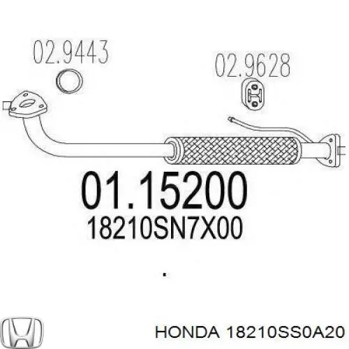 18210SS0A20 Honda tubo de admisión del silenciador de escape delantero