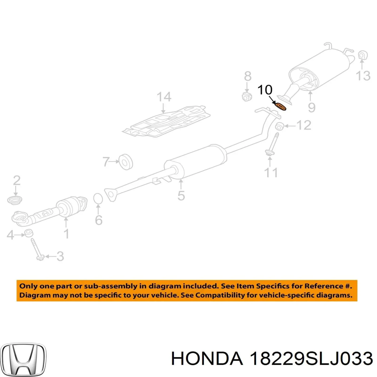 18229SLJ033 Honda junta, tubo de escape silenciador