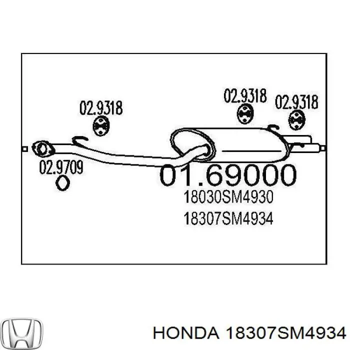 18307SM4934 Honda silenciador posterior