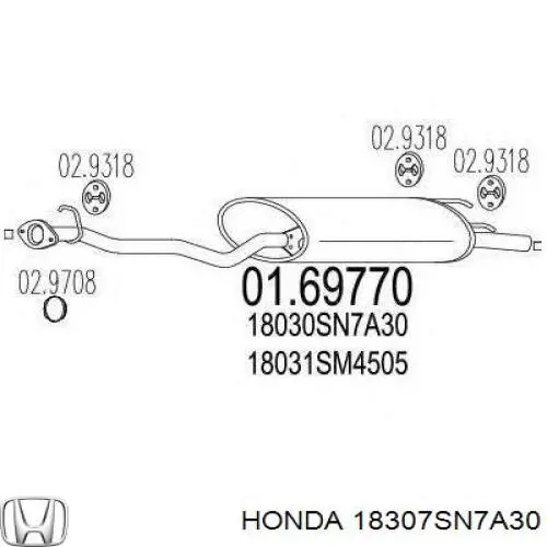 Comprar 18307SN7A30 Honda Silenciador trasero